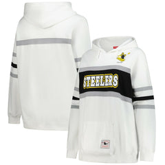 Pittsburgh Steelers Women's Plus Size Head Coach Throwback Pullover Hoodie White