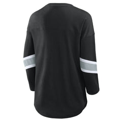Las Vegas Raiders Women's Plus Size Redzone 3/4-Sleeve Scoop Neck T-Shirt Black