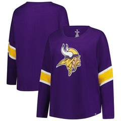 Minnesota Vikings Women's Plus Size Redzone 3/4-Sleeve Scoop Neck T-Shirt Purple