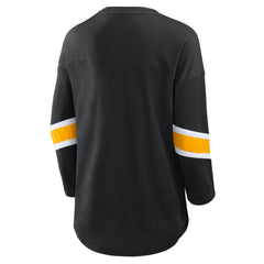 Pittsburgh Steelers Women's Plus Size Redzone 3/4-Sleeve Scoop Neck T-Shirt Black