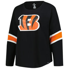 Cincinnati Bengals Women's Plus Size Redzone 3/4-Sleeve Scoop Neck T-Shirt Black