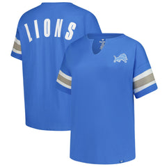 Detroit Lions Women's Plus Size Redzone Notch Neck T-Shirt Blue