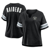Las Vegas Raiders Women's Plus Size Redzone Notch Neck T-Shirt Black