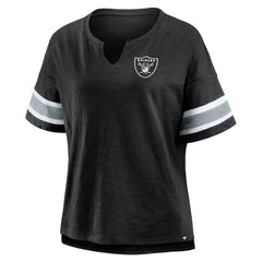 Las Vegas Raiders Women's Plus Size Redzone Notch Neck T-Shirt Black