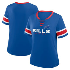 Buffalo Bills Women's Plus Size Red Zone Athena Lace-Up V-Notch Neck T-Shirt Royal