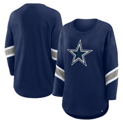 Dallas Cowboys Women's Plus Size Redzone 3/4-Sleeve Scoop Neck T-Shirt Navy