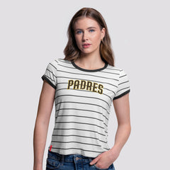 San Diego Padres Lusso Women's Natasha Striped T-Shirt - White T-shirts