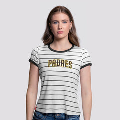 San Diego Padres Lusso Women's Natasha Striped T-Shirt - White T-shirts