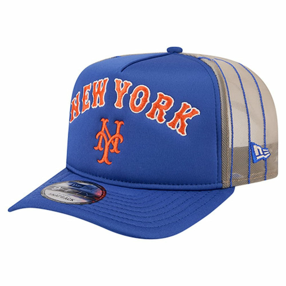 New York Mets New Era Vintage Arched Foam Front 9FIFTY A-Frame Adjustable Trucker Hat - Royal Hats