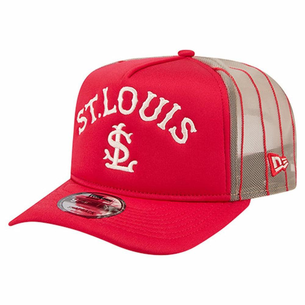 St. Louis Cardinals New Era Vintage Arched Foam Front 9FIFTY A-Frame Adjustable Trucker Hat - Red Hats