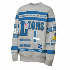 Detroit Lions Youth Throwback All-Over Print Fleece Sweatshirt Gray