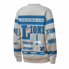 Detroit Lions Youth Throwback All-Over Print Fleece Sweatshirt Gray