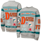 Miami Dolphins Youth Throwback All-Over Print Fleece Sweatshirt Gray