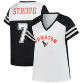 C.J. Stroud Houston Texans Women's Plus Size Bling V-Neck T-Shirt White