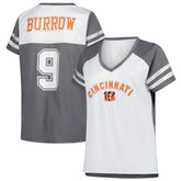 Joe Burrow Cincinnati Bengals Women's Plus Size Bling V-Neck T-Shirt White