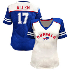 Josh Allen Buffalo Bills Women's Plus Size Bling V-Neck T-Shirt White