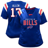 Josh Allen Buffalo Bills Women's Plus Size Name & Number Raglan Lace V-Neck T-Shirt Royal
