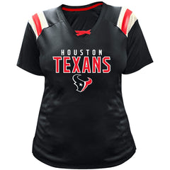 C.J. Stroud Houston Texans Women's Plus Size Name & Number Raglan Lace V-Neck T-Shirt Navy