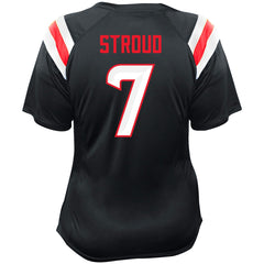 C.J. Stroud Houston Texans Women's Plus Size Name & Number Raglan Lace V-Neck T-Shirt Navy