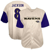 Lamar Jackson Baltimore Ravens Big & Tall Baseball Button-Up Shirt Cream