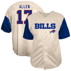 Josh Allen Buffalo Bills Big & Tall Baseball Button-Up Shirt Cream