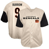 Joe Burrow Cincinnati Bengals Big & Tall Baseball Button-Up Shirt Cream