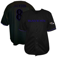 Lamar Jackson Baltimore Ravens Big & Tall Baseball Button-Up Shirt Black