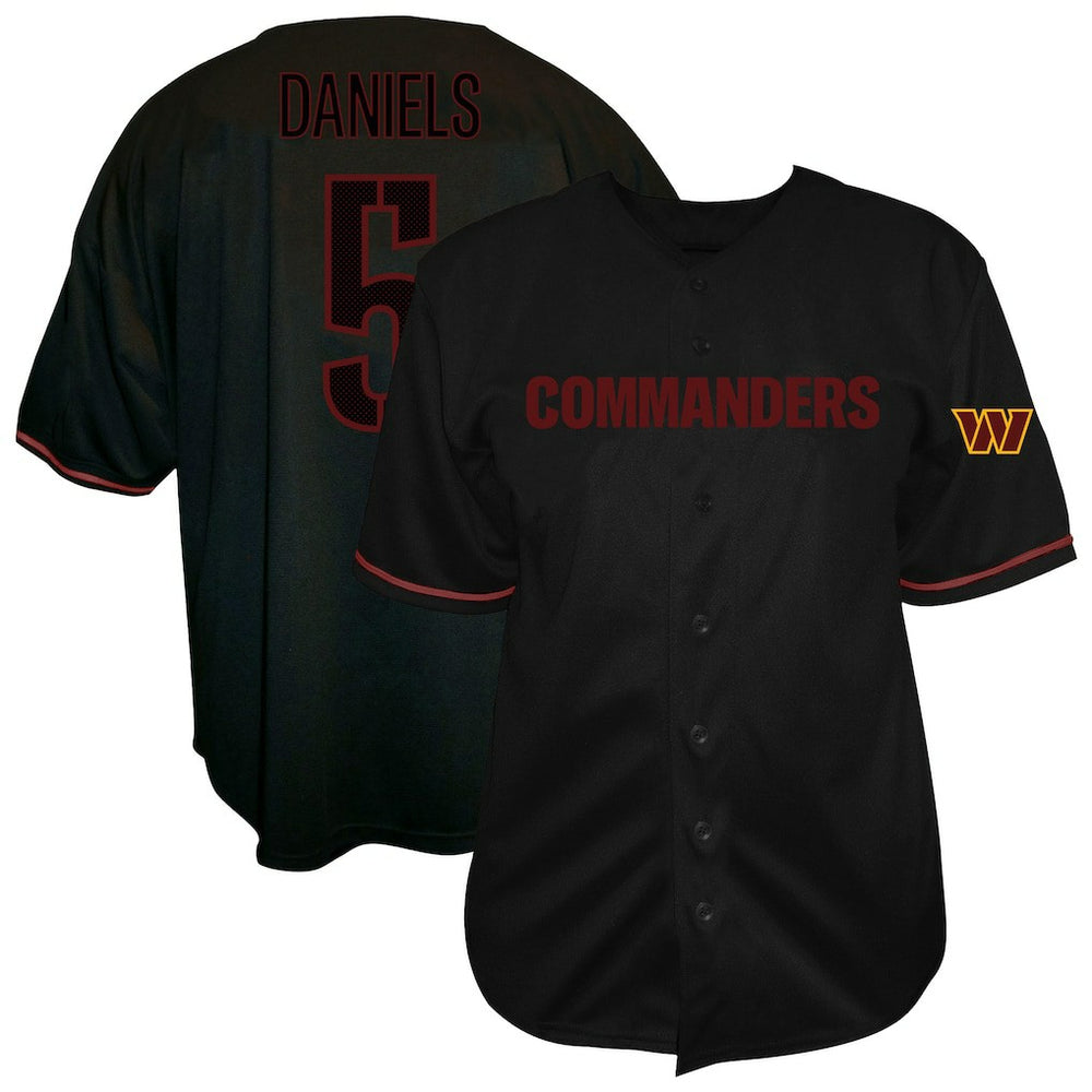 Jayden Daniels Washington Commanders Big & Tall Baseball Button-Up Shirt Black