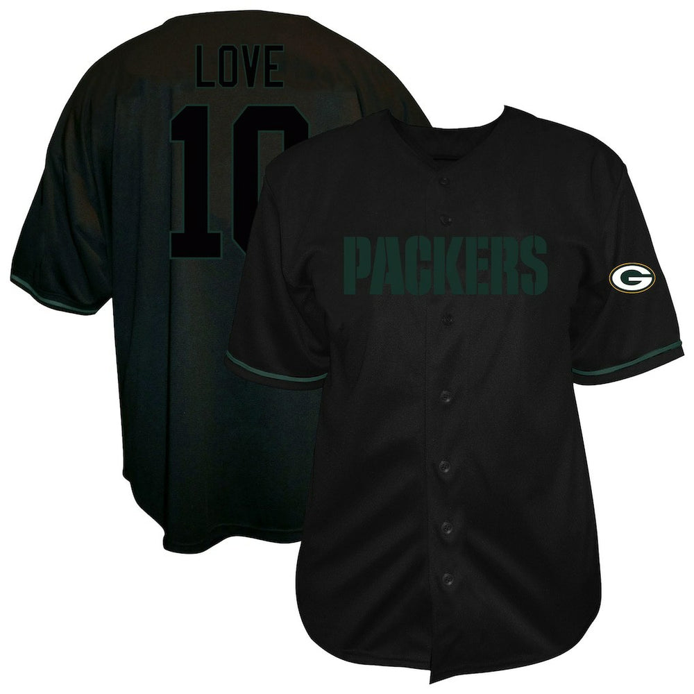 Jordan Love Green Bay Packers Big & Tall Baseball Button-Up Shirt Black