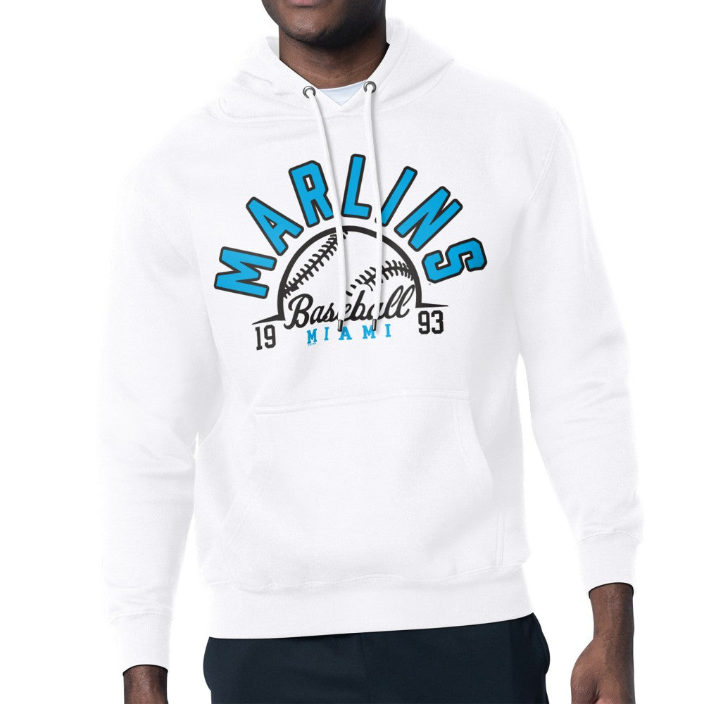 Miami Marlins Starter Half Ball Team Graphic Pullover Hoodie - White Hoodies