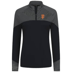 San Francisco Giants Levelwear Women's Classic Stripes Insignia 2.0 Raglan Quarter-Zip Top - Black Tops