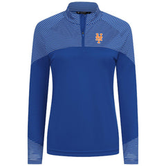 New York Mets Levelwear Women's Classic Stripes Insignia 2.0 Raglan Quarter-Zip Top - Royal Tops