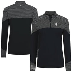 Chicago White Sox Levelwear Women's Classic Stripes Insignia 2.0 Raglan Quarter-Zip Top - Black Tops