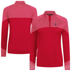 Los Angeles Angels Levelwear Women's Classic Stripes Insignia 2.0 Raglan Quarter-Zip Top - Red Tops