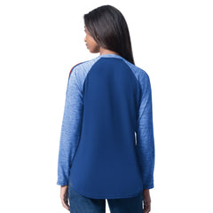 Chicago Cubs G-III 4Her by Carl Banks Women's Top Dog Raglan Long Sleeve V-Neck T-Shirt - Royal T-shirts
