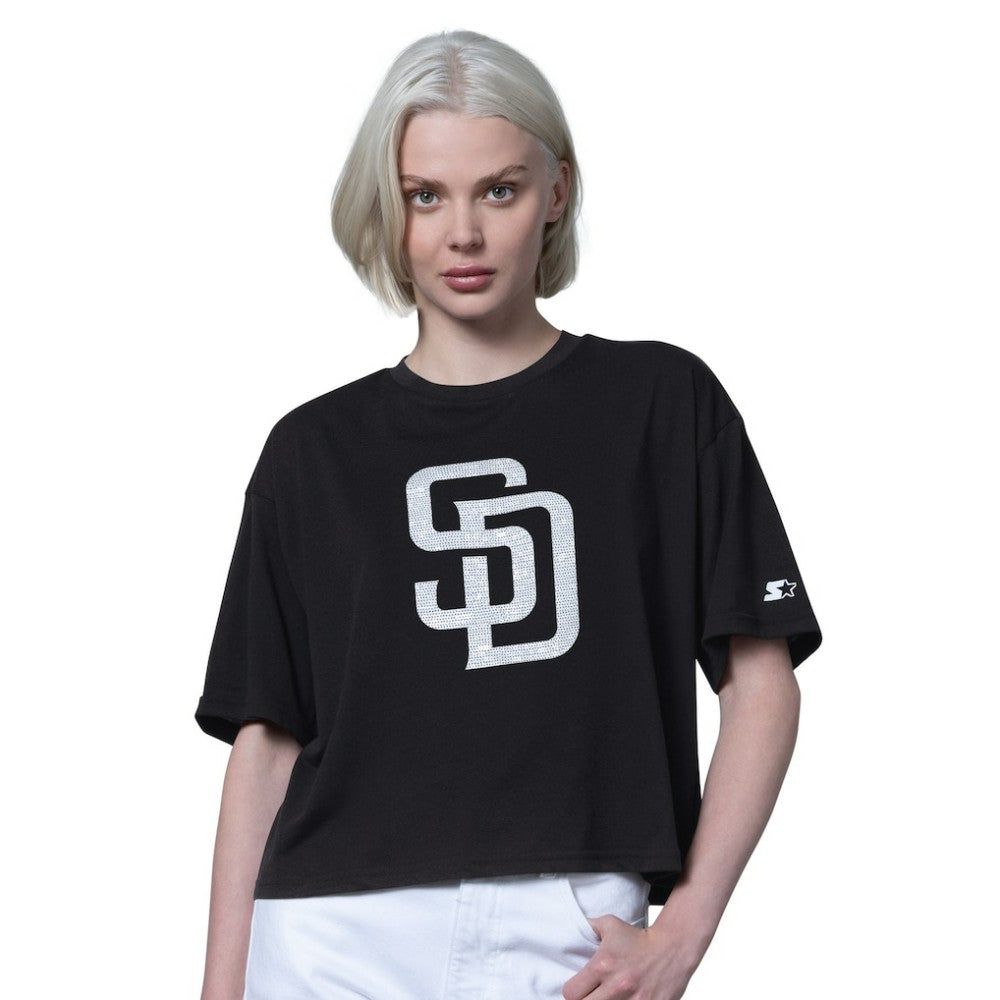 San Diego Padres Starter Women's Holy Grail Boxy Cropped T-Shirt - Black T-shirts