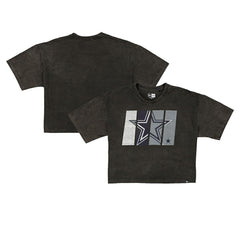 Dallas Cowboys New Era Women's Boxy Cropped Sport Night Mineral Wash T-Shirt Black