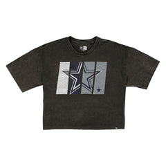 Dallas Cowboys New Era Women's Boxy Cropped Sport Night Mineral Wash T-Shirt Black