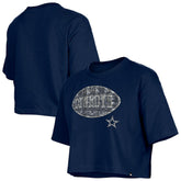 Dallas Cowboys New Era Girl's Flip Sequin Boxy T-Shirt Navy