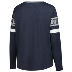 Dallas Cowboys New Era Women's Plus Size Throwback Lace-Up Long Sleeve T-Shirt Navy