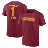 Washington Commanders #1 Dad Jersey T-Shirt Burgundy