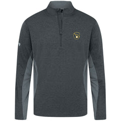 Milwaukee Brewers Levelwear Waffle Insignia 2.0 Quarter-Zip Pullover - Heather Black Pullover