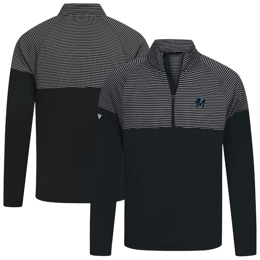 Miami Marlins Levelwear Classic Stripes Insignia 2.0 Pullover - Black Pullover