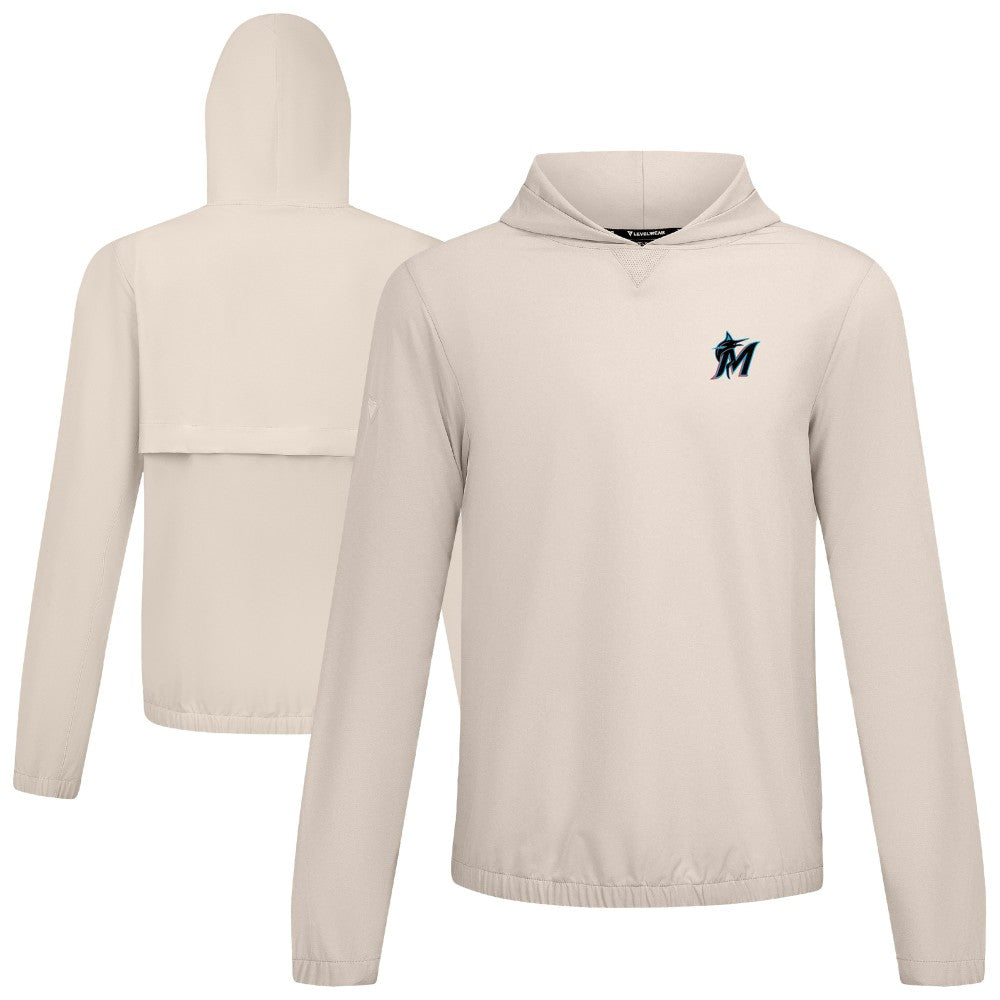 Miami Marlins Levelwear Action Insignia 2.0 Pullover Hoodie - Khaki Hoodies