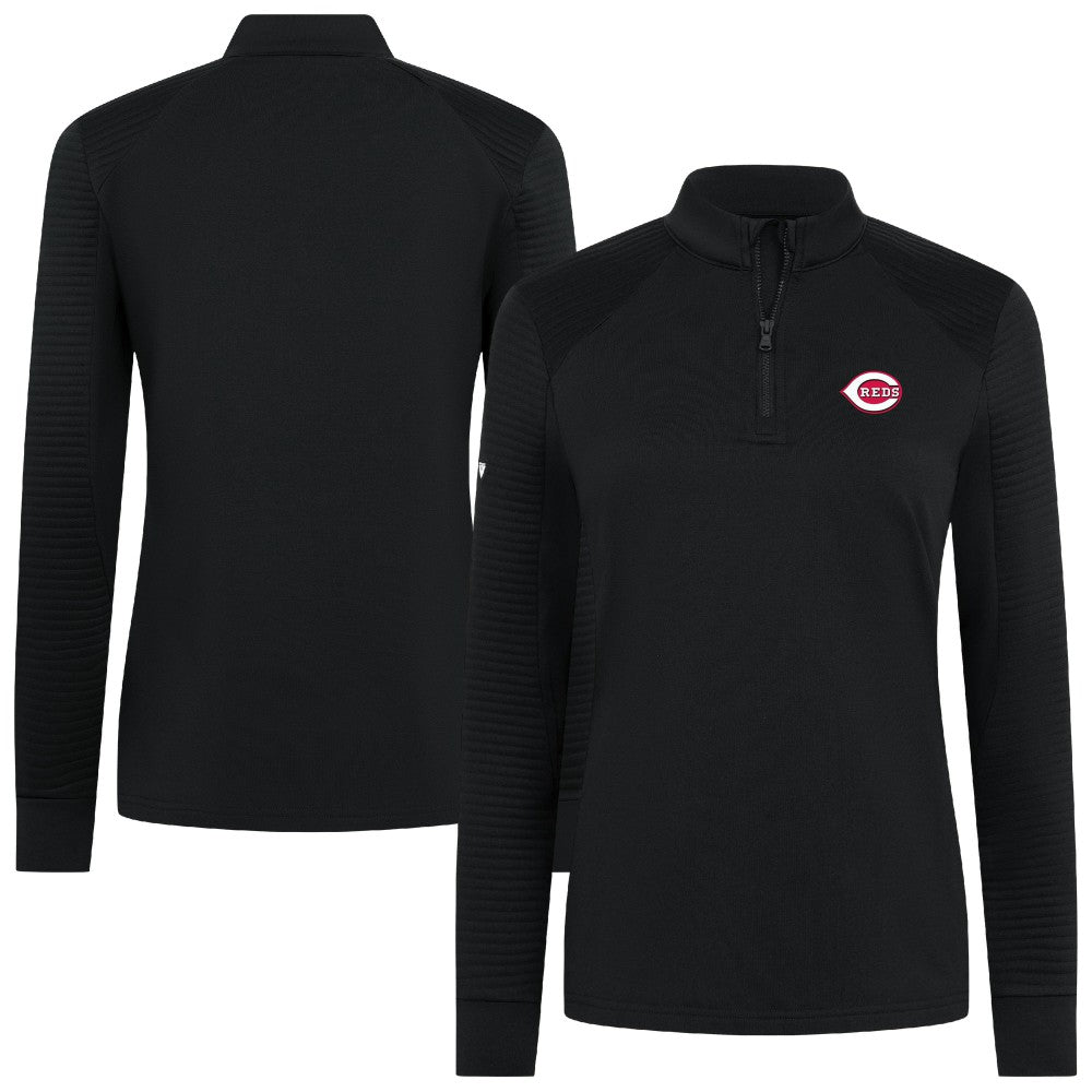 Cincinnati Reds Levelwear Women's Power Insignia 2.0 Quarter-Zip Pullover Top - Black Pullover