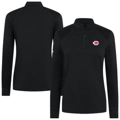 Cincinnati Reds Levelwear Women's Power Insignia 2.0 Quarter-Zip Pullover Top - Black Pullover