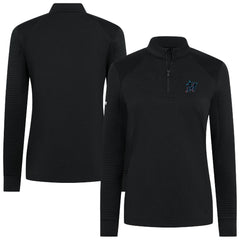 Miami Marlins Levelwear Women's Power Insignia 2.0 Quarter-Zip Pullover Top - Black Pullover