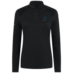 Miami Marlins Levelwear Women's Power Insignia 2.0 Quarter-Zip Pullover Top - Black Pullover