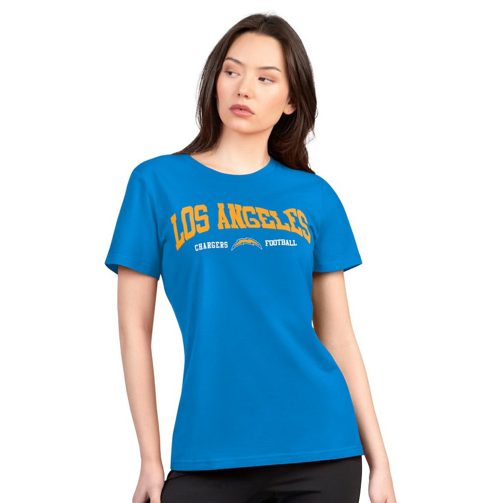 Los Angeles Chargers G-III 4Her by Carl Banks Women's Super-Slim Lightweight Winning Crew T-Shirt Powder Blue