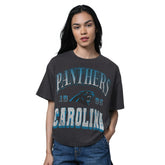 Carolina Panthers Starter Women's Oversized Hall of Fame T-Shirt Heather Black